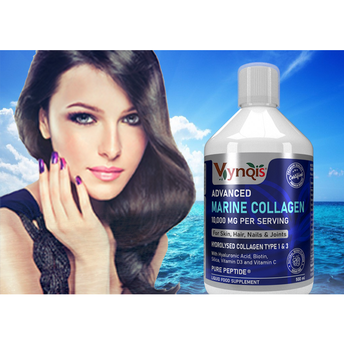 Liquid Marine Collagen 10,000mg with Hyaluronic Acid, Biotin, Silica, Vitamin C and D3, Sugar Free (Collagen Types 1 and 3)