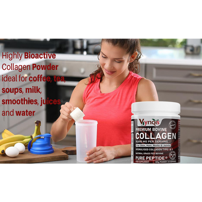 Premium Bovine Collagen Powder 10,000mg Pure Hydrolysed Peptides, 19 Amino Acids, Unflavoured (Collagen Types 1 and 3)