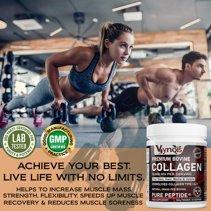 Premium Bovine Collagen Powder 10,000mg Pure Hydrolysed Peptides, 19 Amino Acids, Unflavoured (Collagen Types 1 and 3)