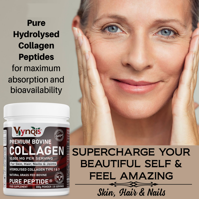 Premium Bovine Collagen Powder 10,000mg Pure Hydrolysed Peptides, 19 Amino Acids, Unflavoured (Collagen Types 1 and 3)