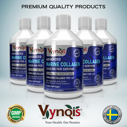 Liquid Marine Collagen 10,000mg with Hyaluronic Acid, Biotin, Silica, Vitamin C and D3, Sugar Free (Collagen Types 1 and 3)