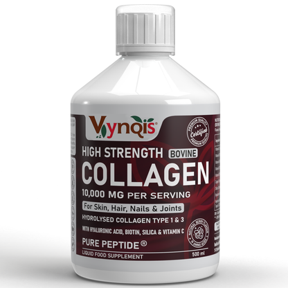 Liquid Bovine Collagen 10,000mg with Hyaluronic Acid (50mg) and Biotin (5,000μg), 19 Amino Acids, Berry Flavour (Collagen Types 1 & 3)