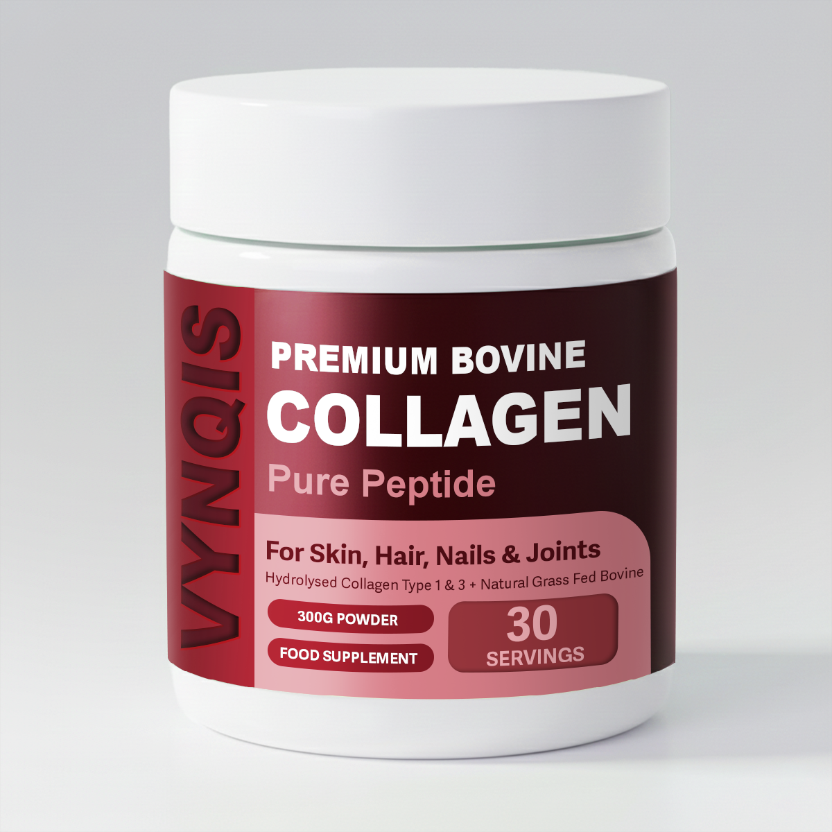 VYNQIS Premium Bovine Collagen Powder 10,000mg Pure Hydrolysed Peptides, 19 Amino Acids, Unflavoured (Collagen Types 1 and 3)