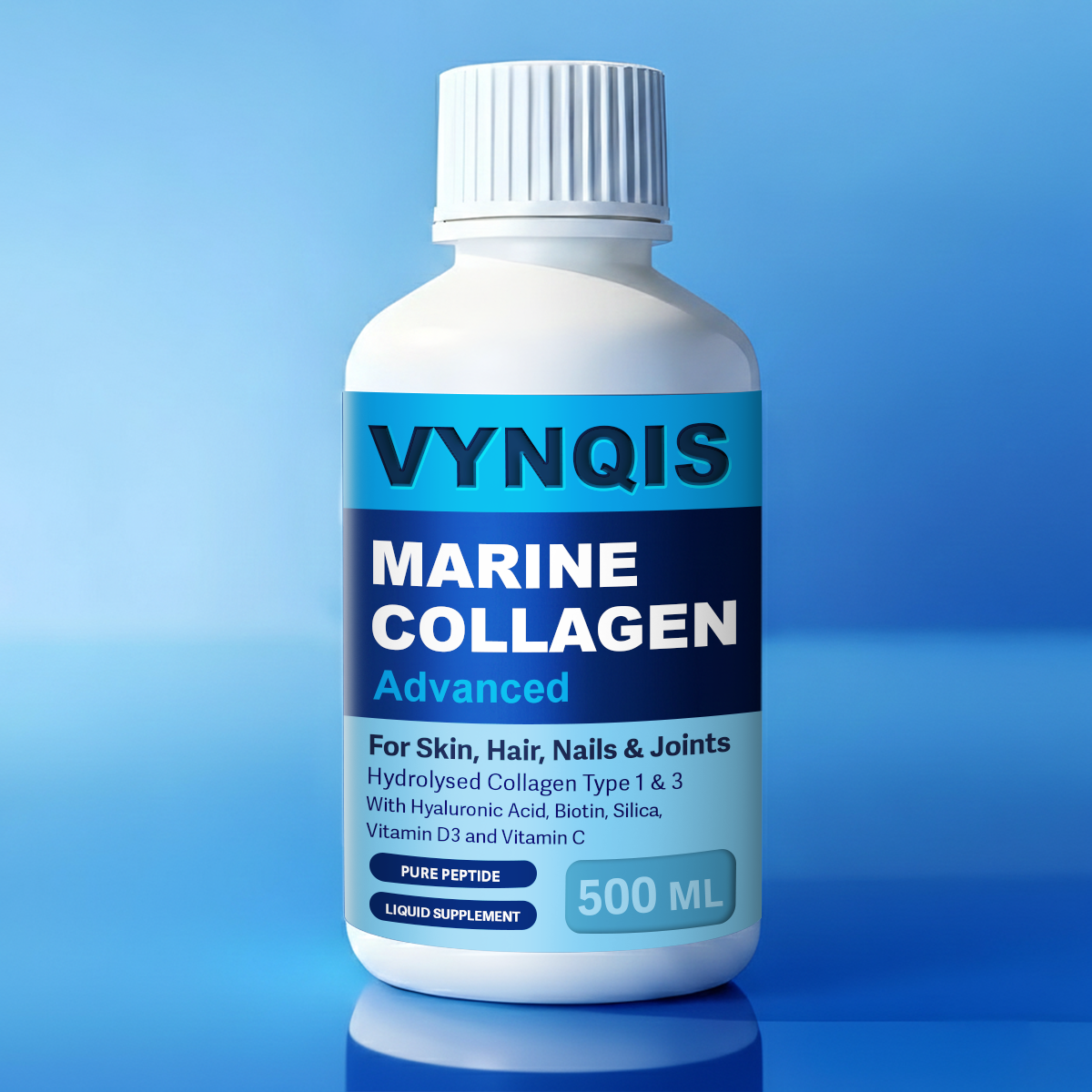 Marine Collagen Complex (Capsules), 2400mg Hydrolysed Marine Collagen (Type 1), Hyaluronic VYNQIS Acid, Biotin, Silica, Vitamin C, D3, B6 and B12 | UK