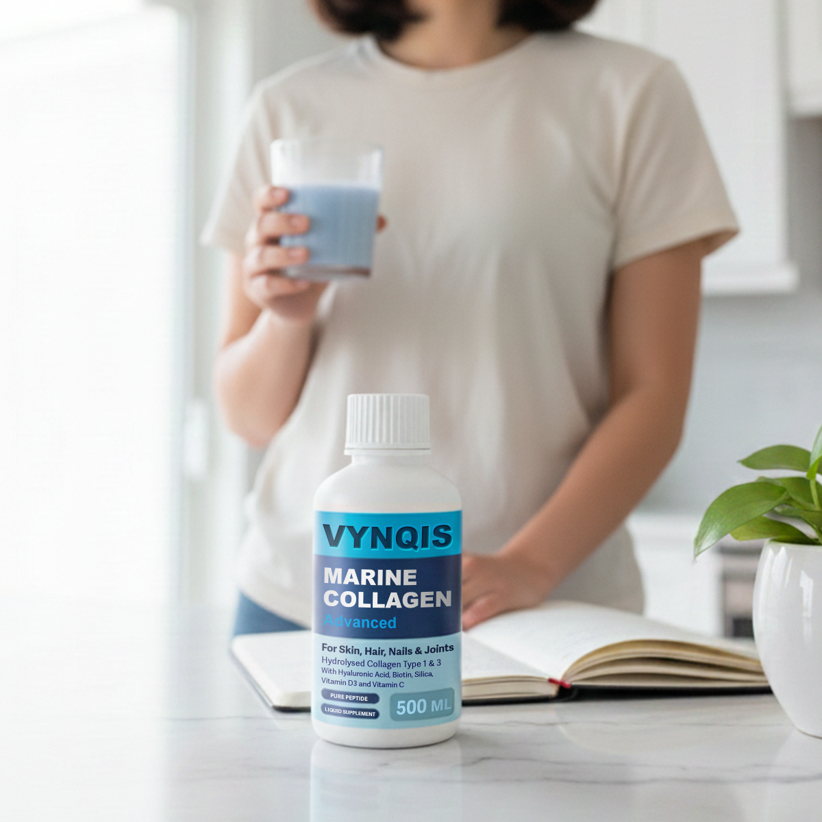 Marine Collagen Complex (Capsules), 2400mg Hydrolysed Marine Collagen (Type 1), Hyaluronic VYNQIS Acid, Biotin, Silica, Vitamin C, D3, B6 and B12 | UK