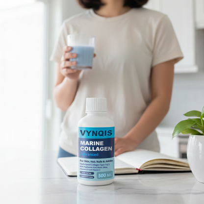 Marine Collagen Complex (Capsules), 2400mg Hydrolysed Marine Collagen (Type 1), Hyaluronic VYNQIS Acid, Biotin, Silica, Vitamin C, D3, B6 and B12 | UK