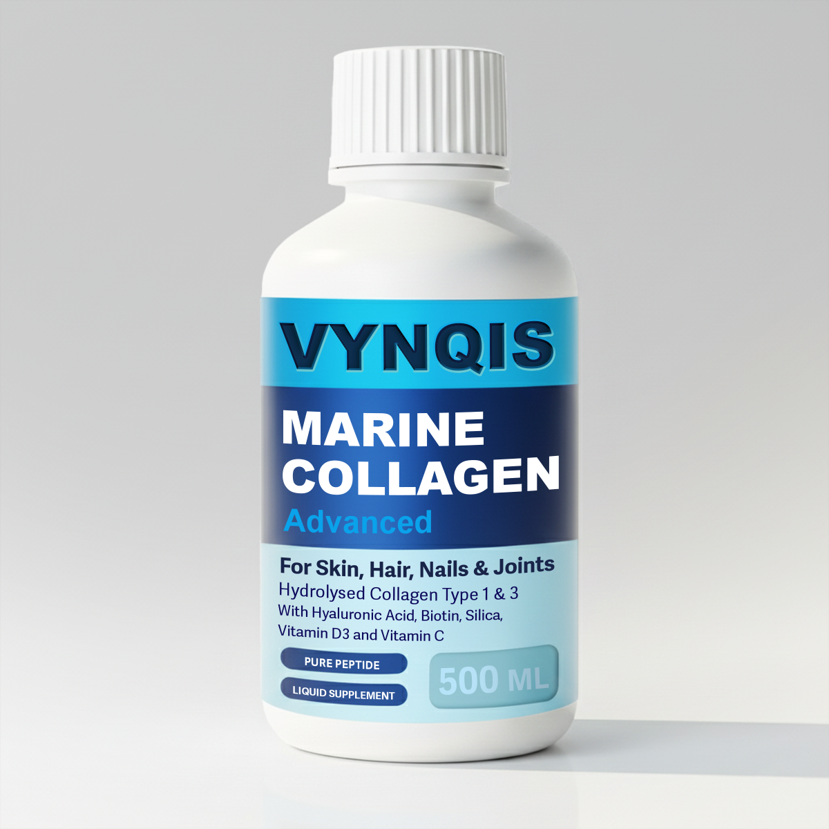 Marine Collagen Complex (Capsules), 2400mg Hydrolysed Marine Collagen (Type 1), Hyaluronic VYNQIS Acid, Biotin, Silica, Vitamin C, D3, B6 and B12 | UK